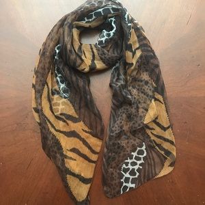 Animal Print Chiffon Scarf